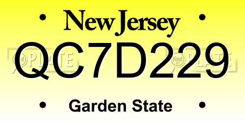 QC7D229 New Jersey License Plate