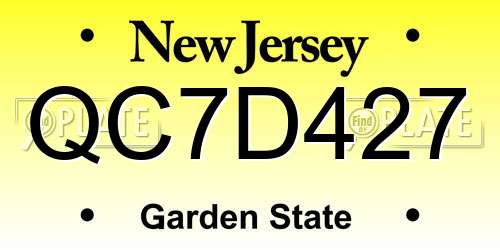 QC7D427 New Jersey License Plate