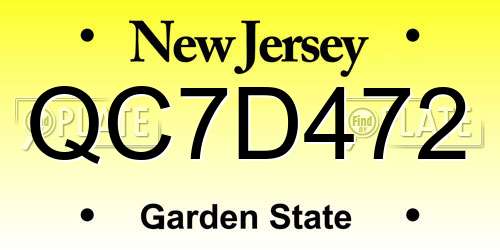 QC7D472 New Jersey License Plate