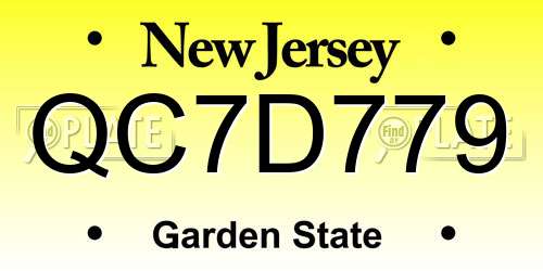 QC7D779 New Jersey License Plate
