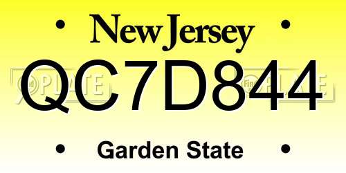 QC7D844 New Jersey License Plate
