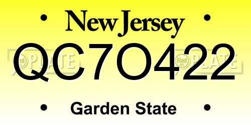 QC7O422 New Jersey License Plate