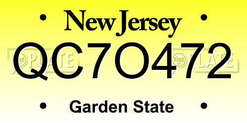 QC7O472 New Jersey License Plate