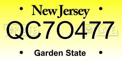 QC7O477 New Jersey License Plate