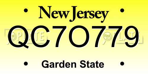 QC7O779 New Jersey License Plate