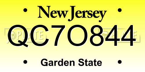 QC7O844 New Jersey License Plate