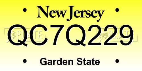 QC7Q229 New Jersey License Plate