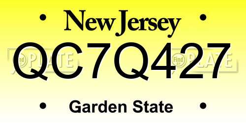 QC7Q427 New Jersey License Plate