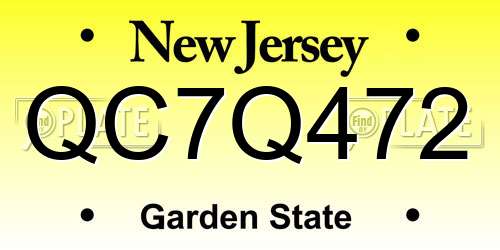 QC7Q472 New Jersey License Plate