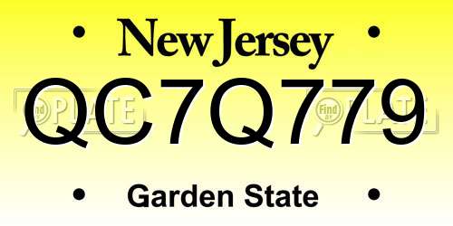 QC7Q779 New Jersey License Plate