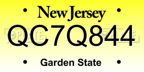 QC7Q844 New Jersey License Plate