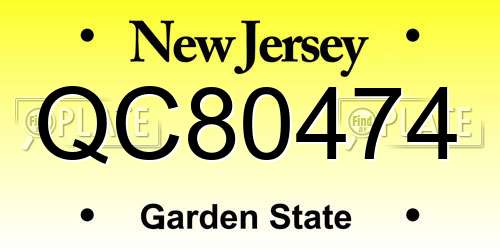 QC80474 New Jersey License Plate
