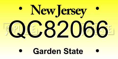 QC82066 New Jersey License Plate