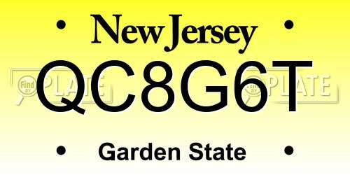 QC8G6T New Jersey License Plate