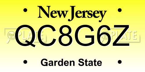 QC8G6Z New Jersey License Plate