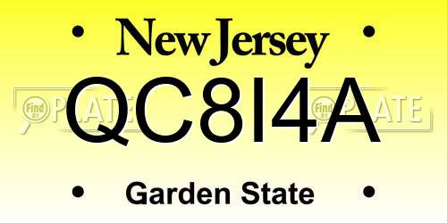 QC8I4A New Jersey License Plate