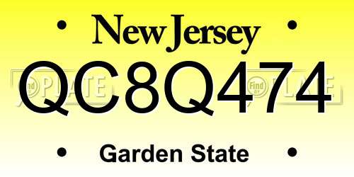 QC8Q474 New Jersey License Plate