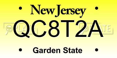 QC8T2A New Jersey License Plate