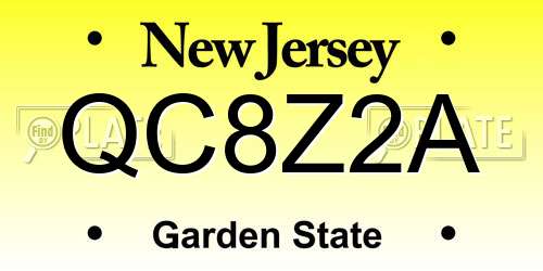 QC8Z2A New Jersey License Plate