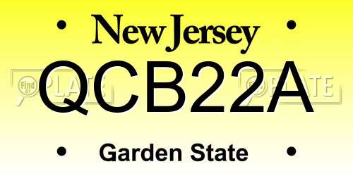 QCB22A New Jersey License Plate
