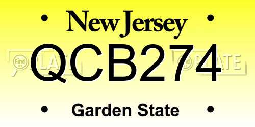 QCB274 New Jersey License Plate