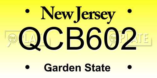 QCB602 New Jersey License Plate