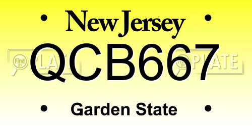 QCB667 New Jersey License Plate