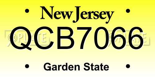 QCB7066 New Jersey License Plate