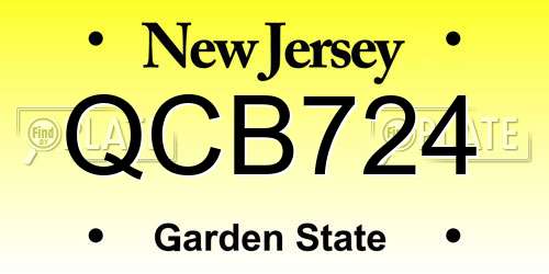 QCB724 New Jersey License Plate