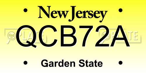 QCB72A New Jersey License Plate