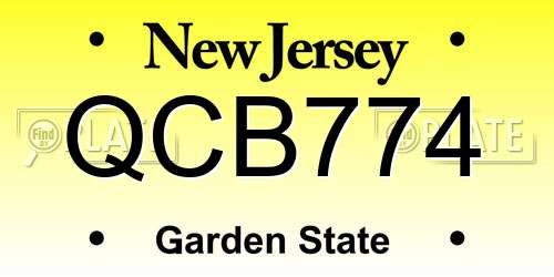 QCB774 New Jersey License Plate