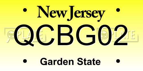 QCBG02 New Jersey License Plate