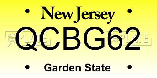 QCBG62 New Jersey License Plate
