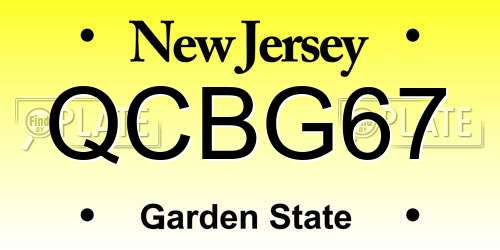 QCBG67 New Jersey License Plate