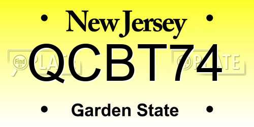 QCBT74 New Jersey License Plate