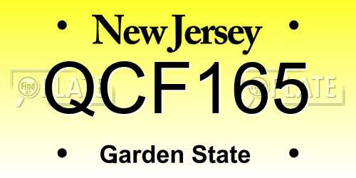 QCF165 New Jersey License Plate