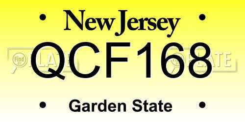 QCF168 New Jersey License Plate