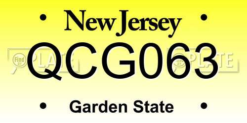 QCG063 New Jersey License Plate