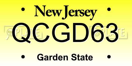 QCGD63 New Jersey License Plate