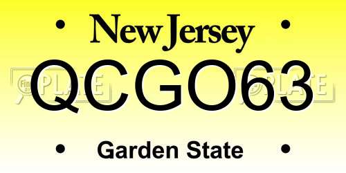 QCGO63 New Jersey License Plate
