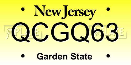 QCGQ63 New Jersey License Plate