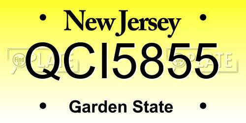 QCI5855 New Jersey License Plate