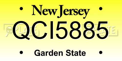 QCI5885 New Jersey License Plate