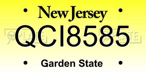 QCI8585 New Jersey License Plate