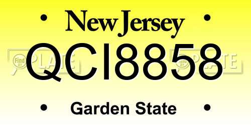 QCI8858 New Jersey License Plate