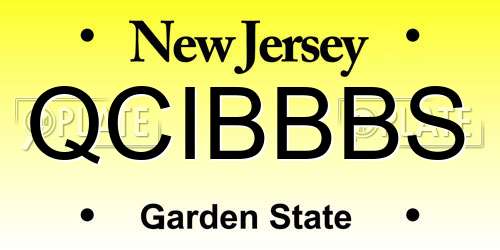 QCIBBBS New Jersey License Plate