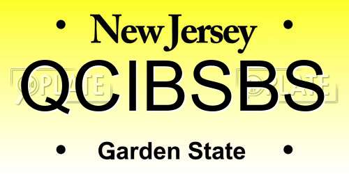 QCIBSBS New Jersey License Plate
