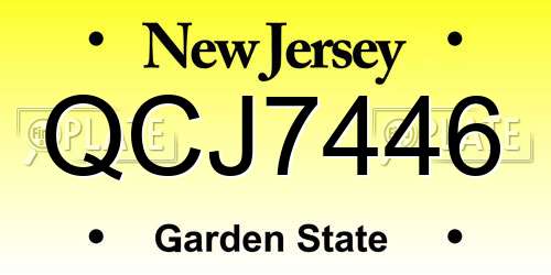 QCJ7446 New Jersey License Plate