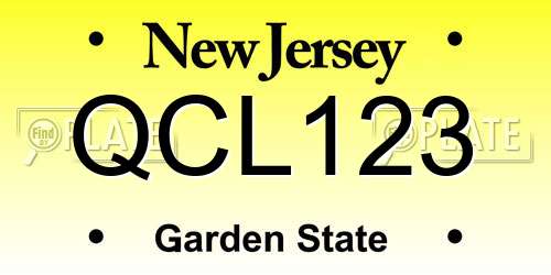QCL123 New Jersey License Plate
