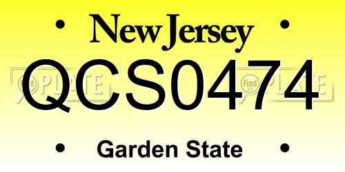 QCS0474 New Jersey License Plate